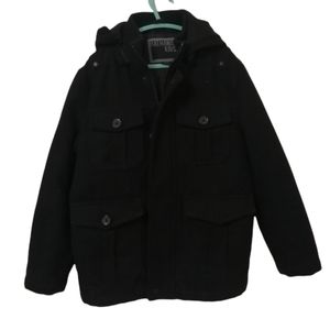Black Pea Coat with Hood